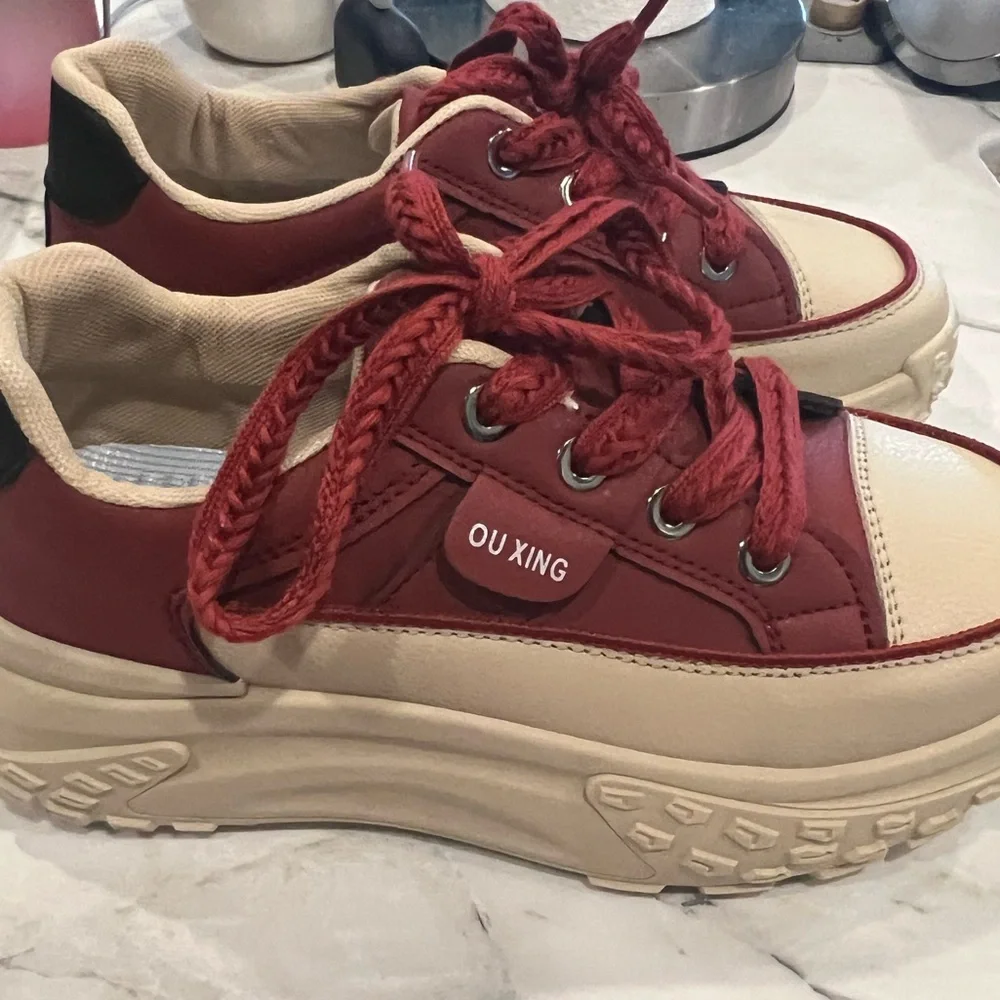 Red Platform Sneakers Size 8.5
